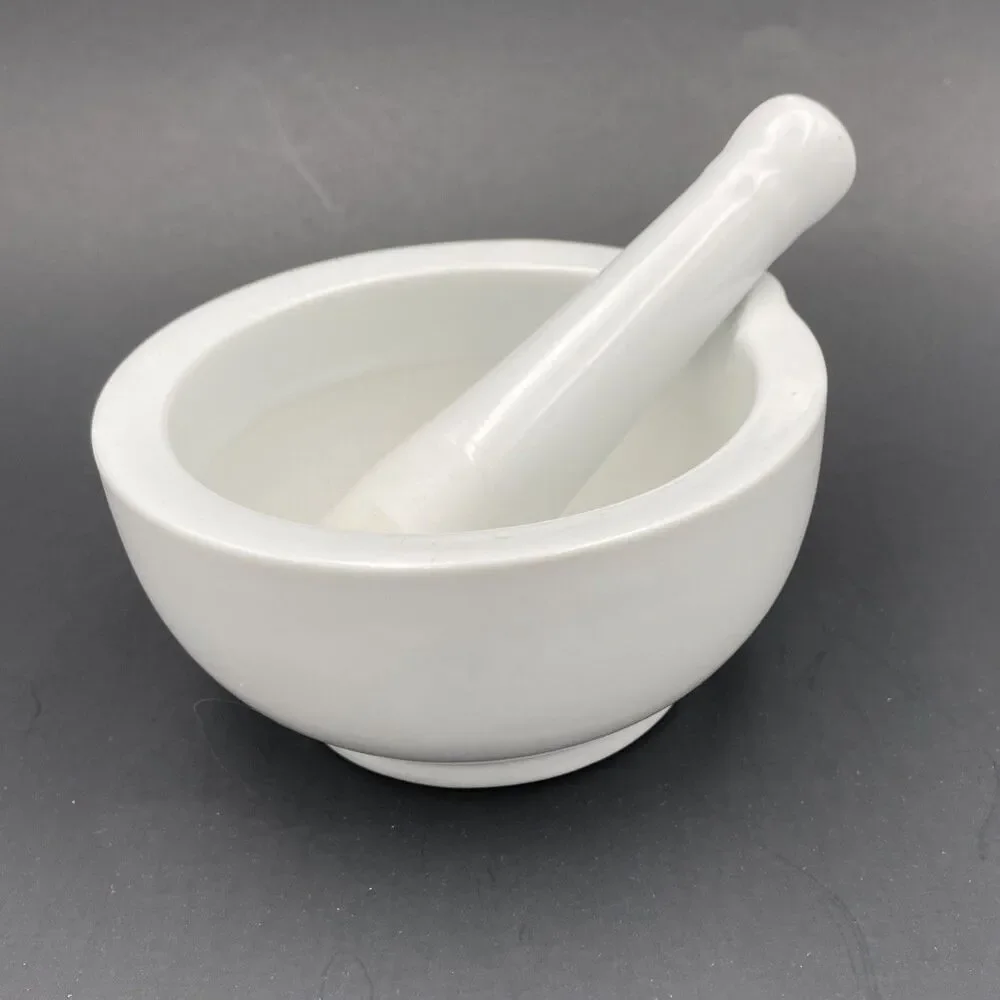 Vintage Porcelain/Ceramic Mortar and Pestle - White - Small 3.5